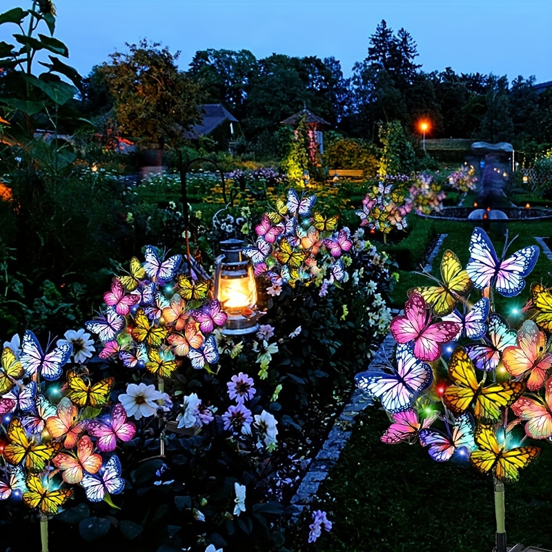 Photocell Outdoor Lighting - ソーラー LED バタフライガーデンライト防水カラフルな屋外芝生パスランプ庭パティオフェスティバルクリスマス屋根装飾用