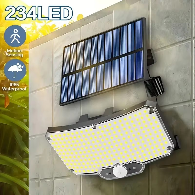 Outdoor Lighting Solar - 234LED ソーラー屋外ライト モーションセンサー 超高輝度 リモートウォールフラッドランプ セキュリティ防水