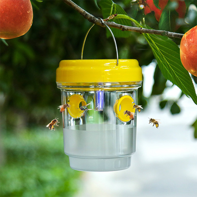 Photocell Outdoor Lighting - ソーラー式果物蠅捕獲器 庭園果樹園用小型飛翔昆虫捕獲器 バケツ型ソーラーLEDライト付きバケツ 屋外防水蜂捕獲器