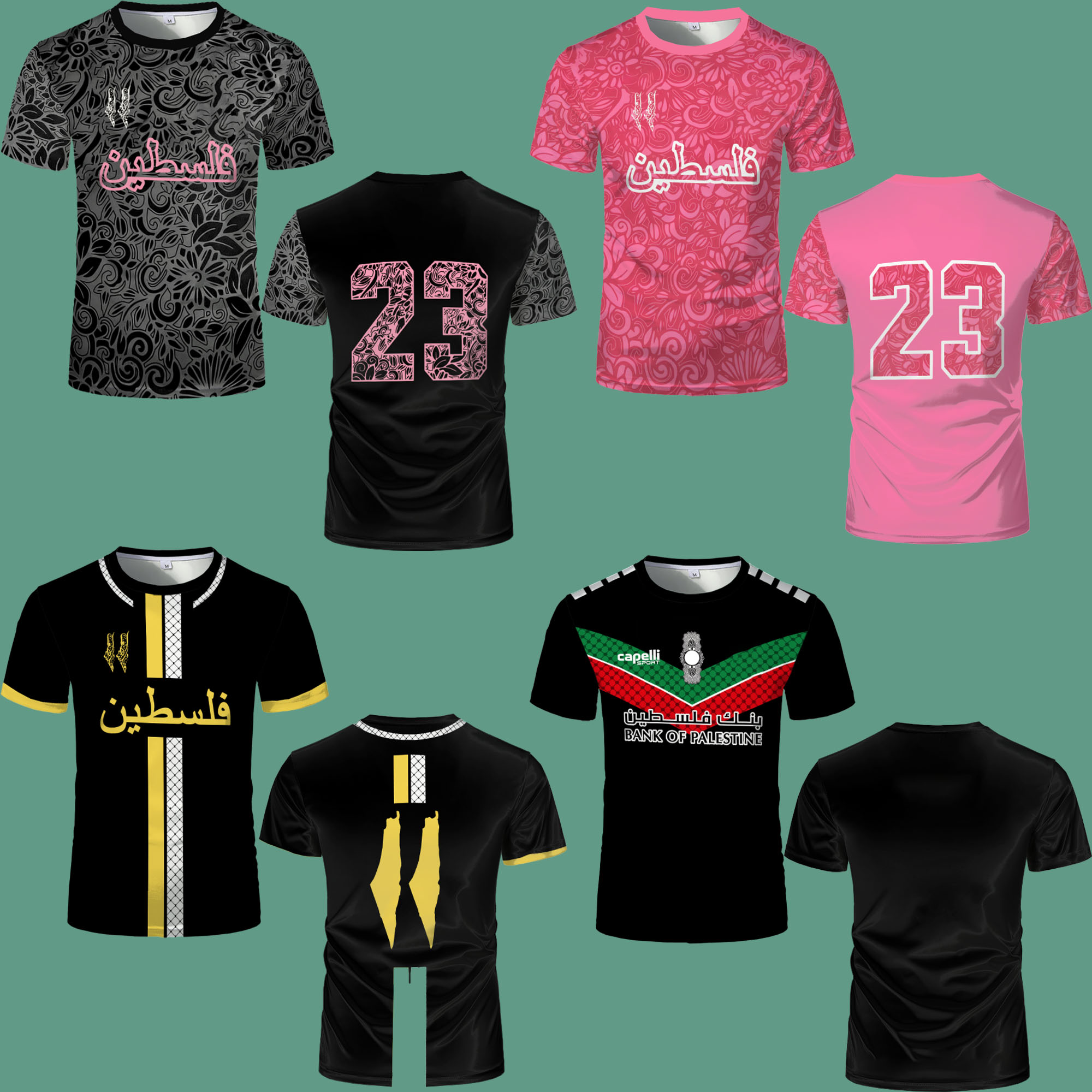 Outdoor Lighting Jersey - パレスチナサッカーユニフォーム 3DライトラグジュアリーデジタルプリントTシャツ 通気性速乾 夏 メンズ アウトドアフィットネストップTシャツ