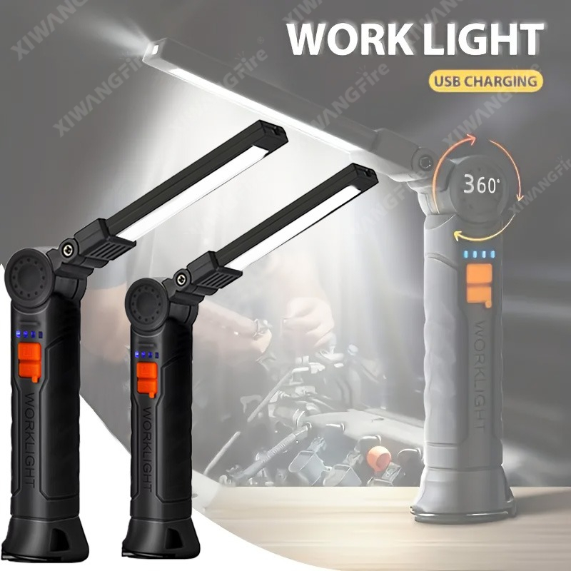 Outdoor Lighting Brands - 充電式 LED 懐中電灯 マグネットとフック付き、作業現場のセキュリティ、夜間作業、アウトドアキャンプ、緊急用の防水