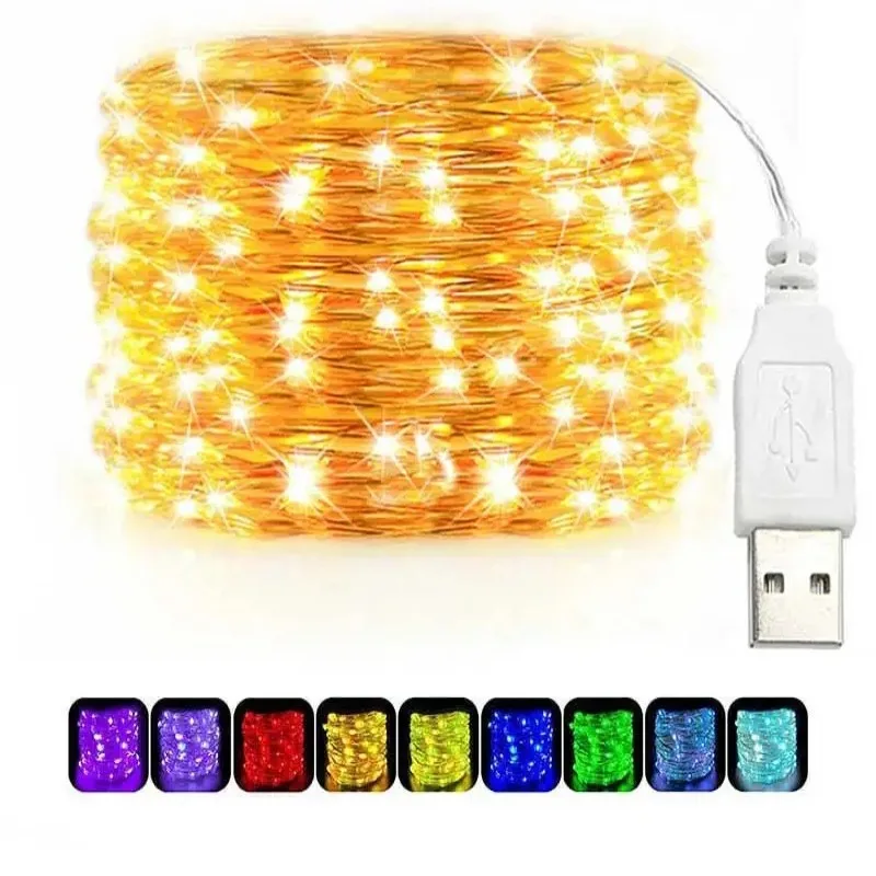 Outdoor Lighting No Wiring - USB LED ストリングライト銅銀線ガーランドライト防水 LED フェアリーライトクリスマス結婚式屋外装飾
