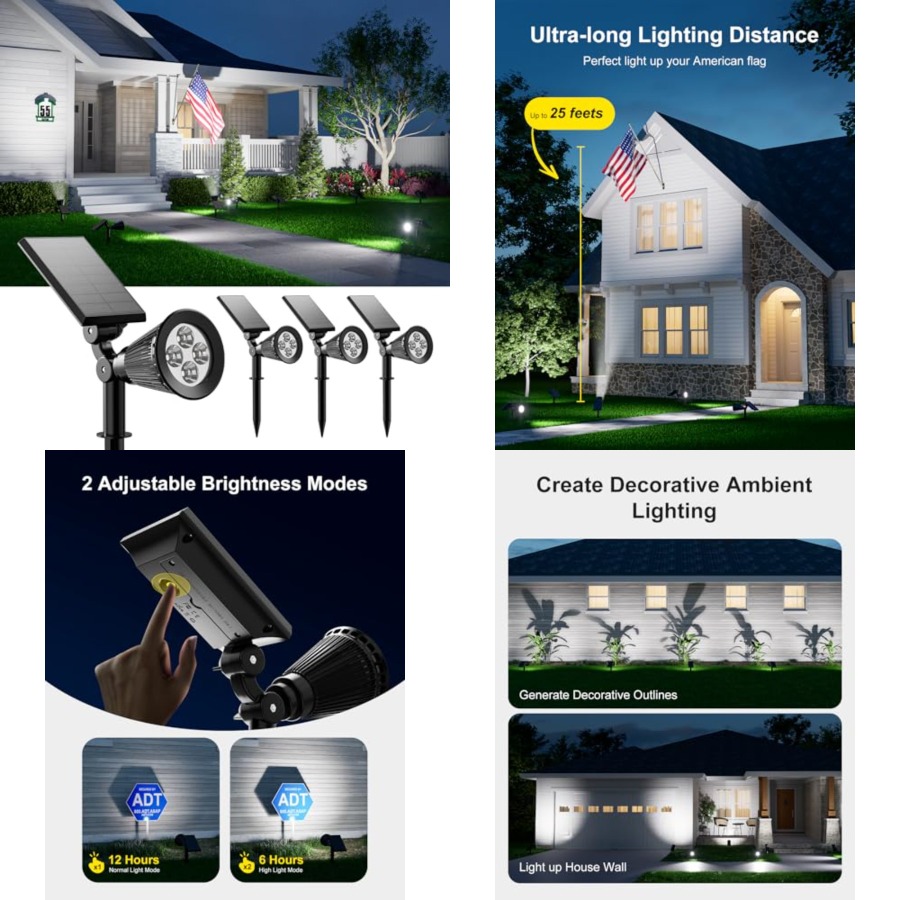 Outdoor Lighting And Landscape - ソーラースポットライト 屋外防水ライト 木、彫像、花、植木鉢、低木、壁用 明るいLED屋外景観投光器 海用
