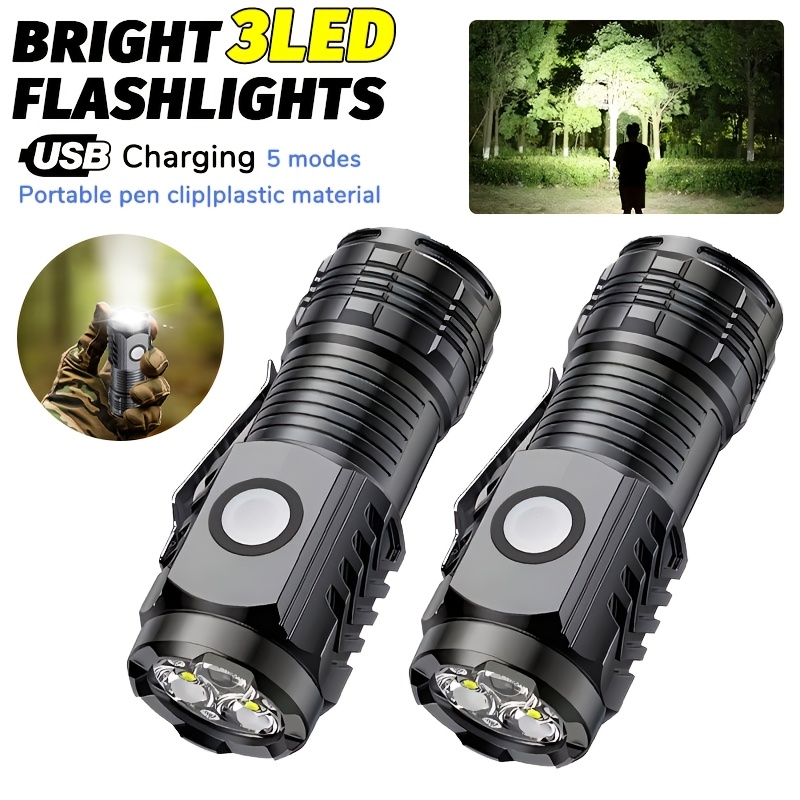 Outdoor Lighting Brands - ポータブルミニ LED ハンドヘルド懐中電灯強力な指先トーチ屋外防水ハイキングキャンプフラッシュライトペンクリップ付き