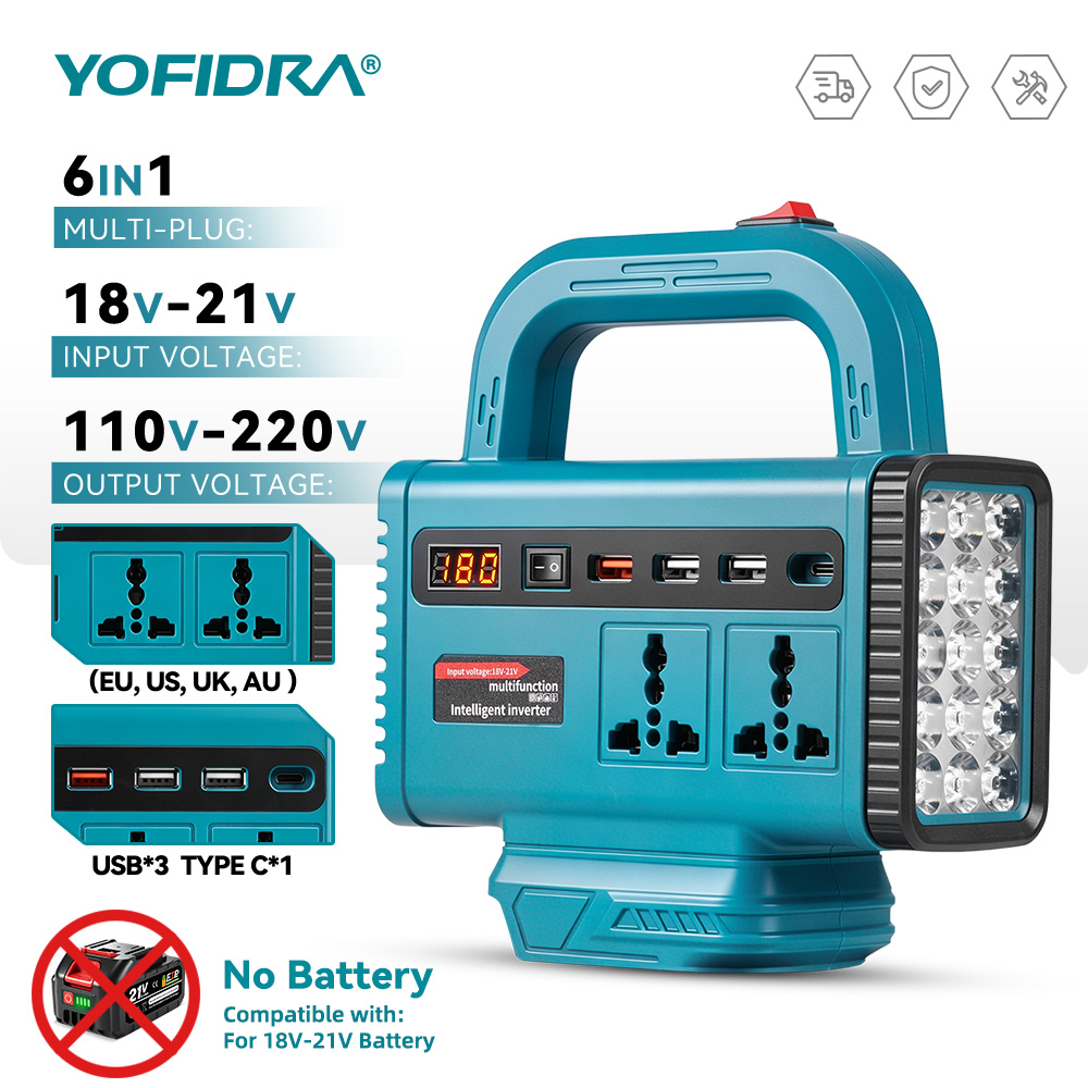 Outdoor Lighting With Outlet - YOFIDRA 220V ポータブルパワーインバーター 屋外緊急電源 USB Type-C