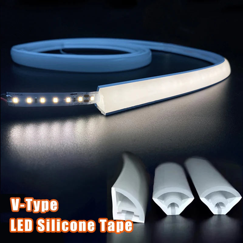 Outdoor Lighting With Outlet - 12V LEDシリコンロープライト 防水V型フレキシブルシリカゲルチューブ LEDチャンネルディフューザー キャビネット壁 屋外ガーデン照明