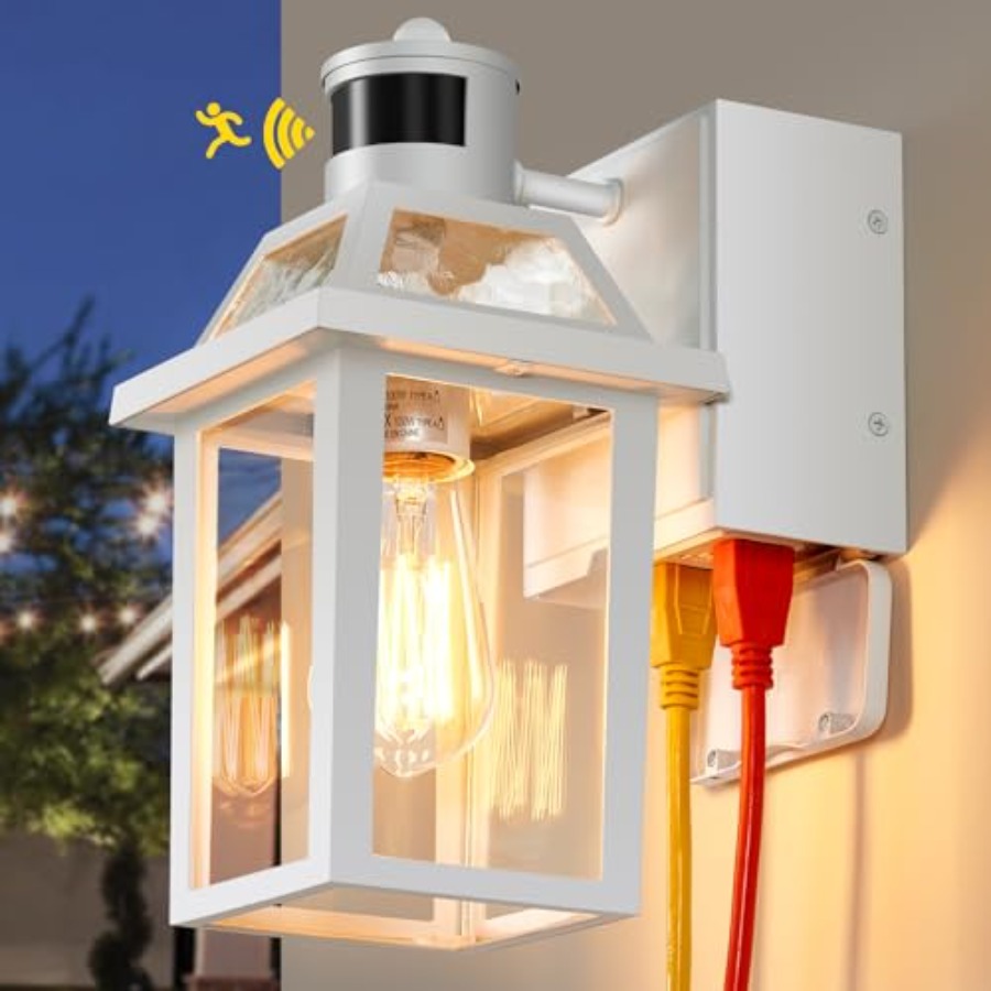 GFCIコンセント付きポーチライト、夕暮れから夜明けまで点灯 - Outdoor Lighting No Outlet のレビューと価格