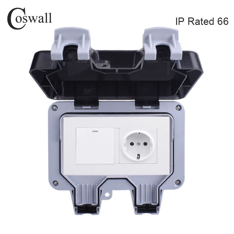 Coswall IP66全天候防水屋外壁電源ソケット16A  - Outdoor Lighting No Outlet のレビューと価格