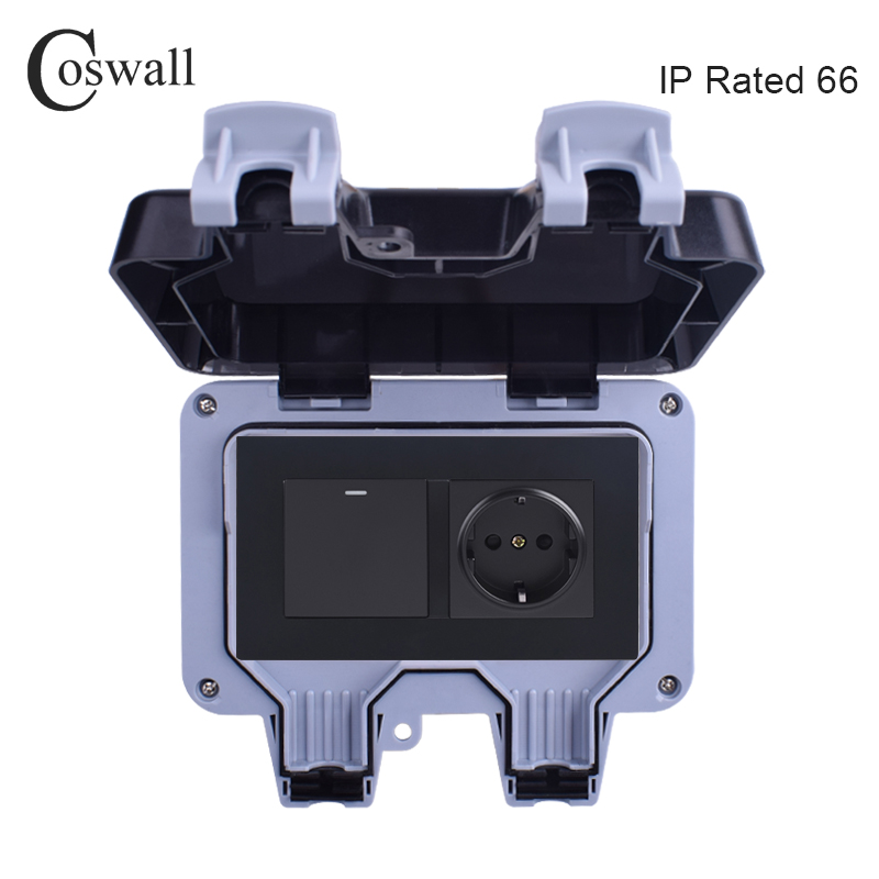 Coswall IP66全天候防水屋外壁電源ソケット16A  - Outdoor Lighting No Outlet のレビューと価格