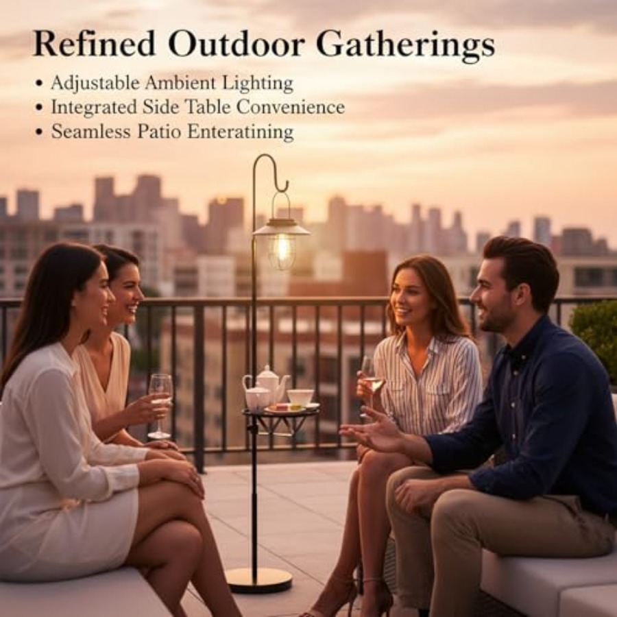 ソーラーフロアランプ（テーブル付き）、60インチ屋外用シェパ - Outdoor Lighting Solar のレビューと価格