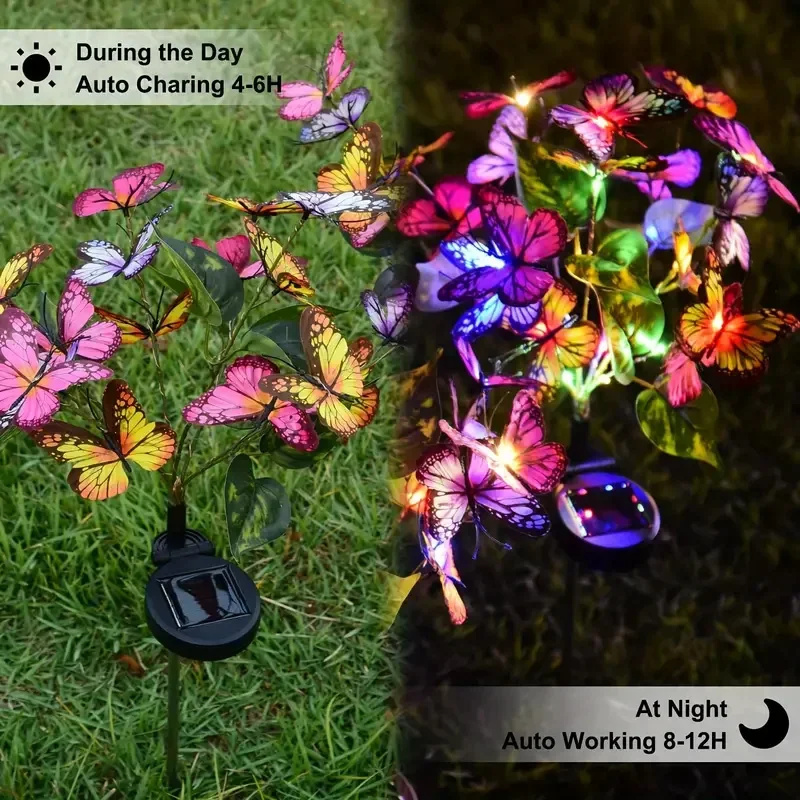 ソーラー LED バタフライガーデンライト防水カラフルな屋外 - Photocell Outdoor Lighting のレビューと価格