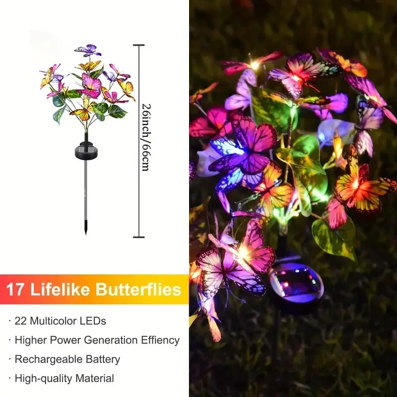 ソーラー LED バタフライガーデンライト防水カラフルな屋外 - Photocell Outdoor Lighting のレビューと価格