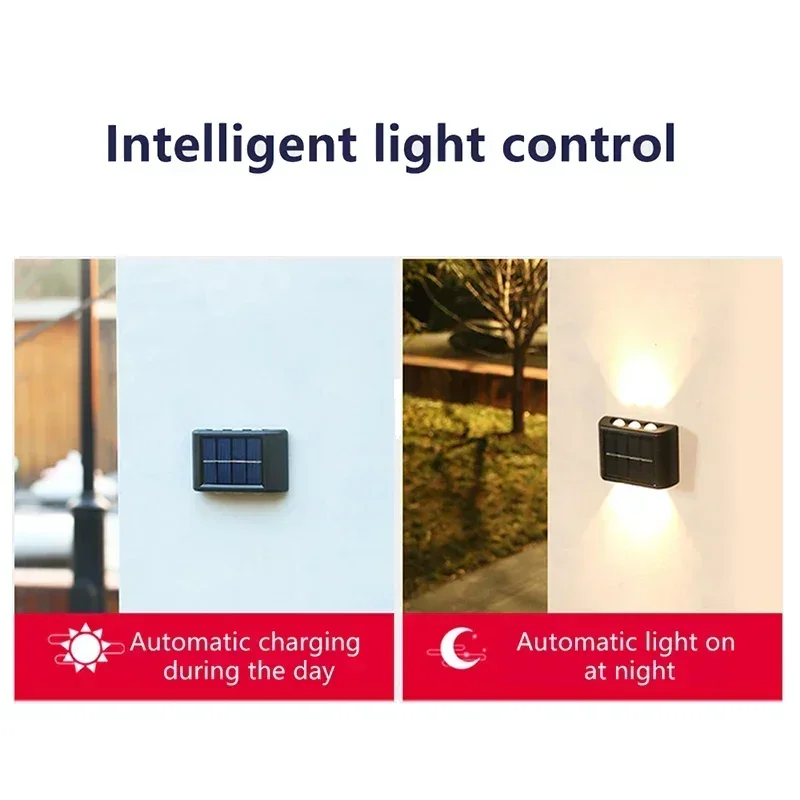 LEDソーラーライト 屋外防水 ソーラーウォールランプ 上下 - Photocell Outdoor Lighting のレビューと価格