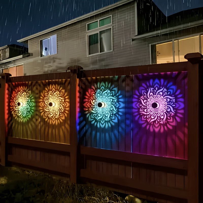 1/2/4個入りソーラーフェンスライト、マンダラ模様デザイン - Outdoor Lighting Solar のレビューと価格