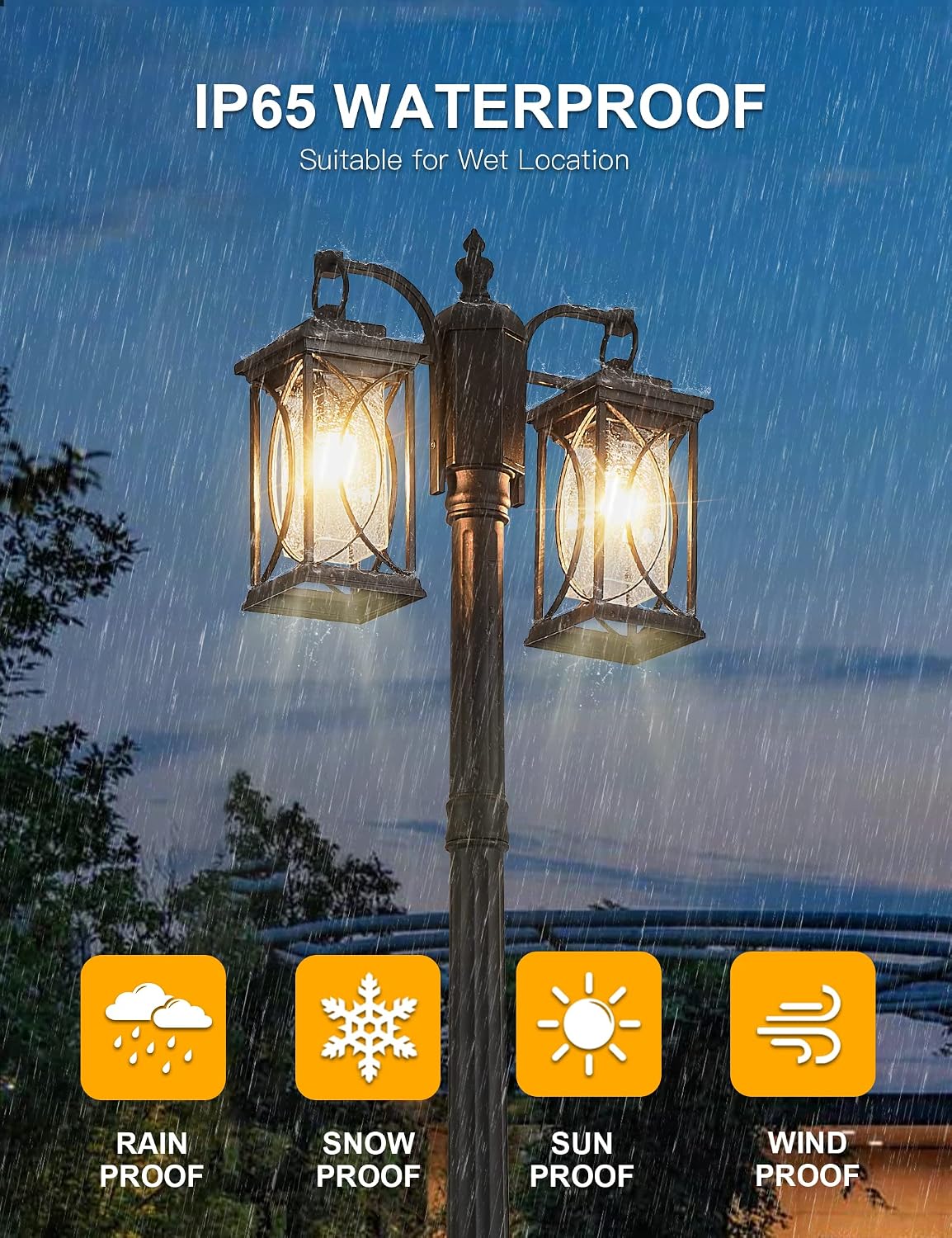 屋外用夕暮れ時から夜明けまでのランプポストモダン2灯式街路灯 - Outdoor Lighting No Outlet のレビューと価格