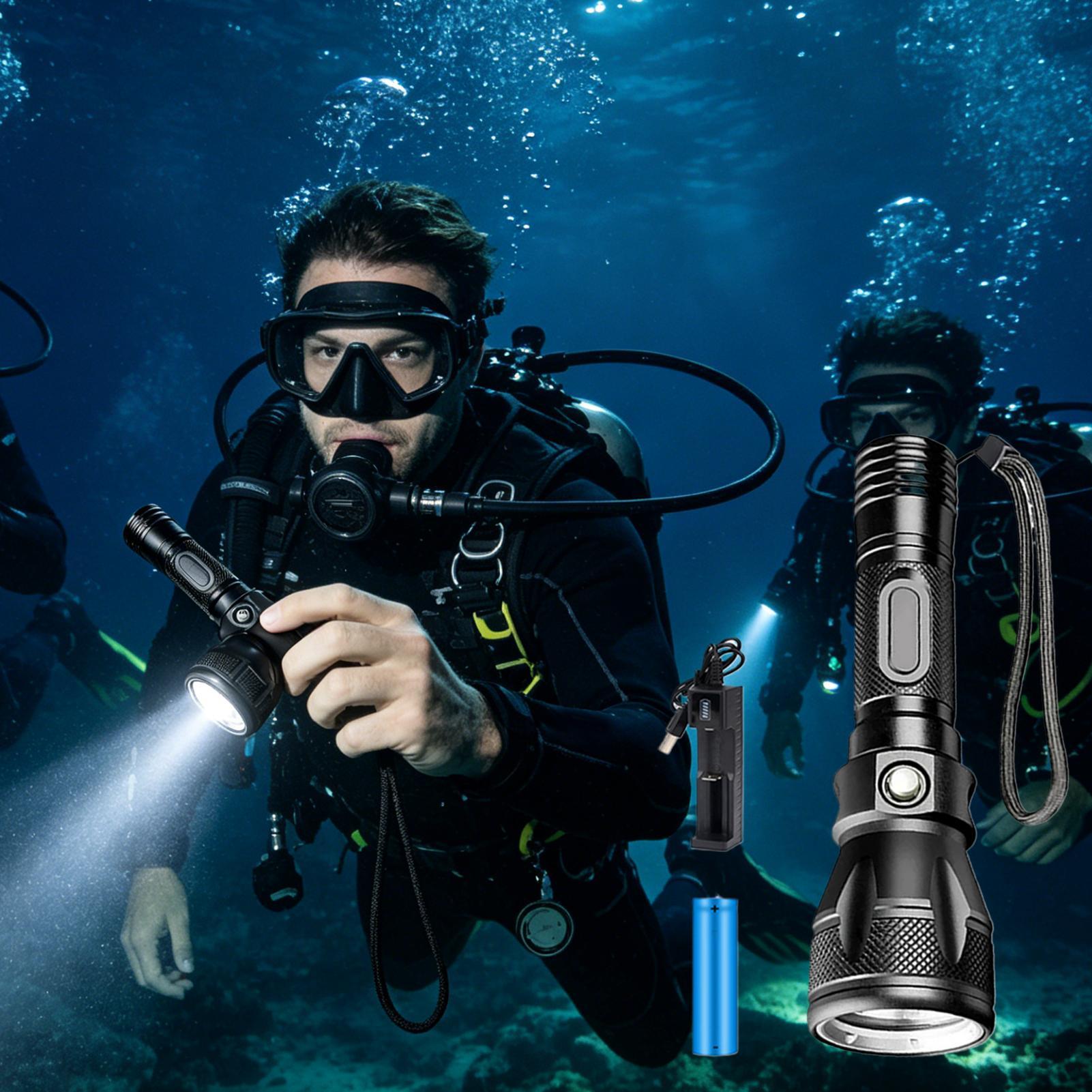 3モード強力充電式防水LEDダイビング懐中電灯トーチポータブ - Outdoor Lighting Brands のレビューと価格