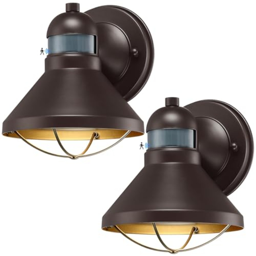 2個パック モーションセンサー付き屋外LEDウォールスコンス - Outdoor Lighting Solar のレビューと価格