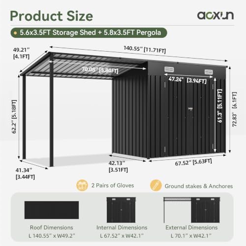 6x4フィートの屋外用収納庫＆ソーラー式屋根付きガゼボ（収納 - Outdoor Lighting Solar のレビューと価格