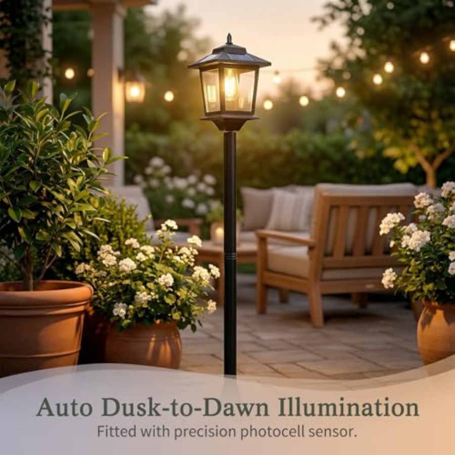 屋外ソーラーポストライト、2個パック63インチ夕暮れから夜明 - Outdoor Lighting Solar のレビューと価格