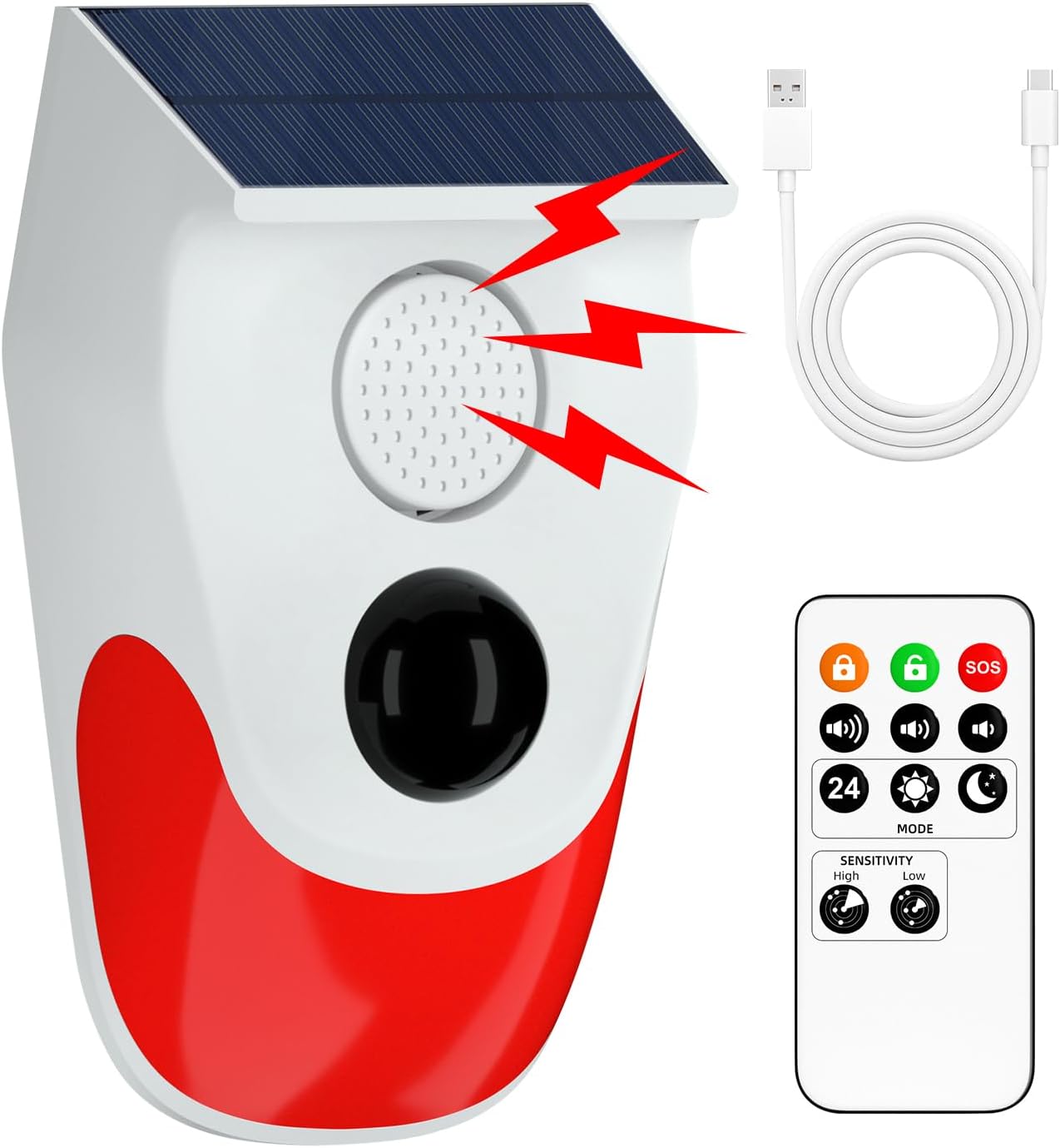 ソーラーモーションセンサー屋外アラーム、調整可能な感度モーシ - Photocell Outdoor Lighting のレビューと価格