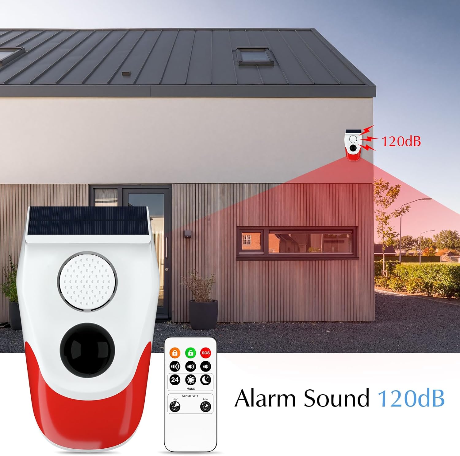 ソーラーモーションセンサー屋外アラーム、調整可能な感度モーシ - Photocell Outdoor Lighting のレビューと価格