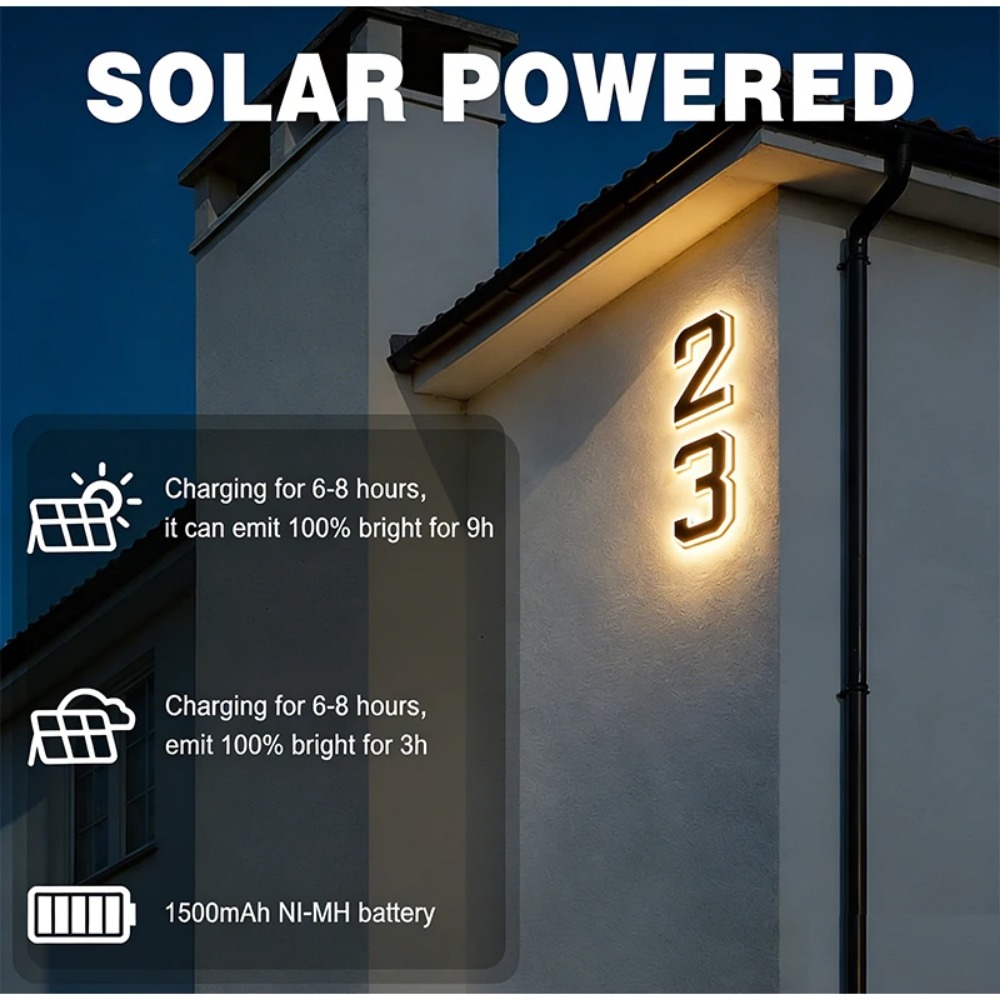 新しいソーラーアドレスサイン LED ハウスナンバーライト防 - Outdoor Lighting With Outlet のレビューと価格