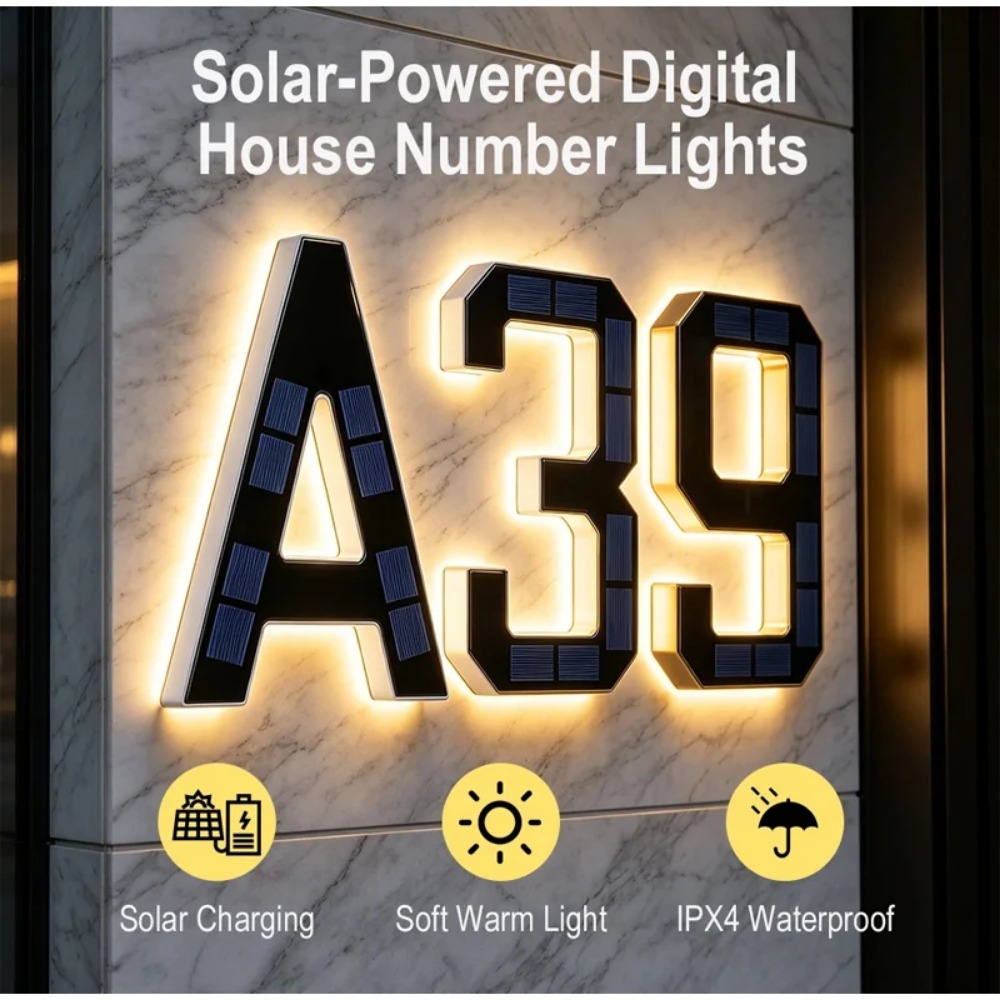 新しいソーラーアドレスサイン LED ハウスナンバーライト防 - Outdoor Lighting With Outlet のレビューと価格
