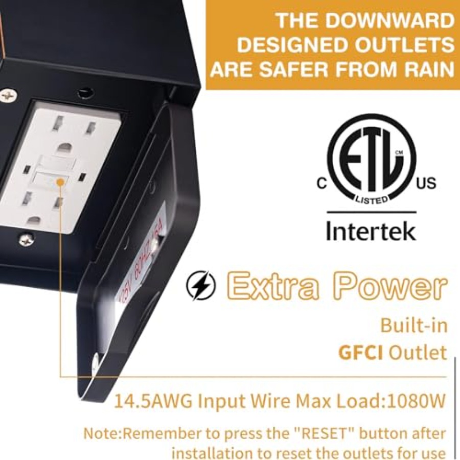 GFCIコンセント付きポーチライト、コンセント付き夕暮れから - Outdoor Lighting No Outlet のレビューと価格