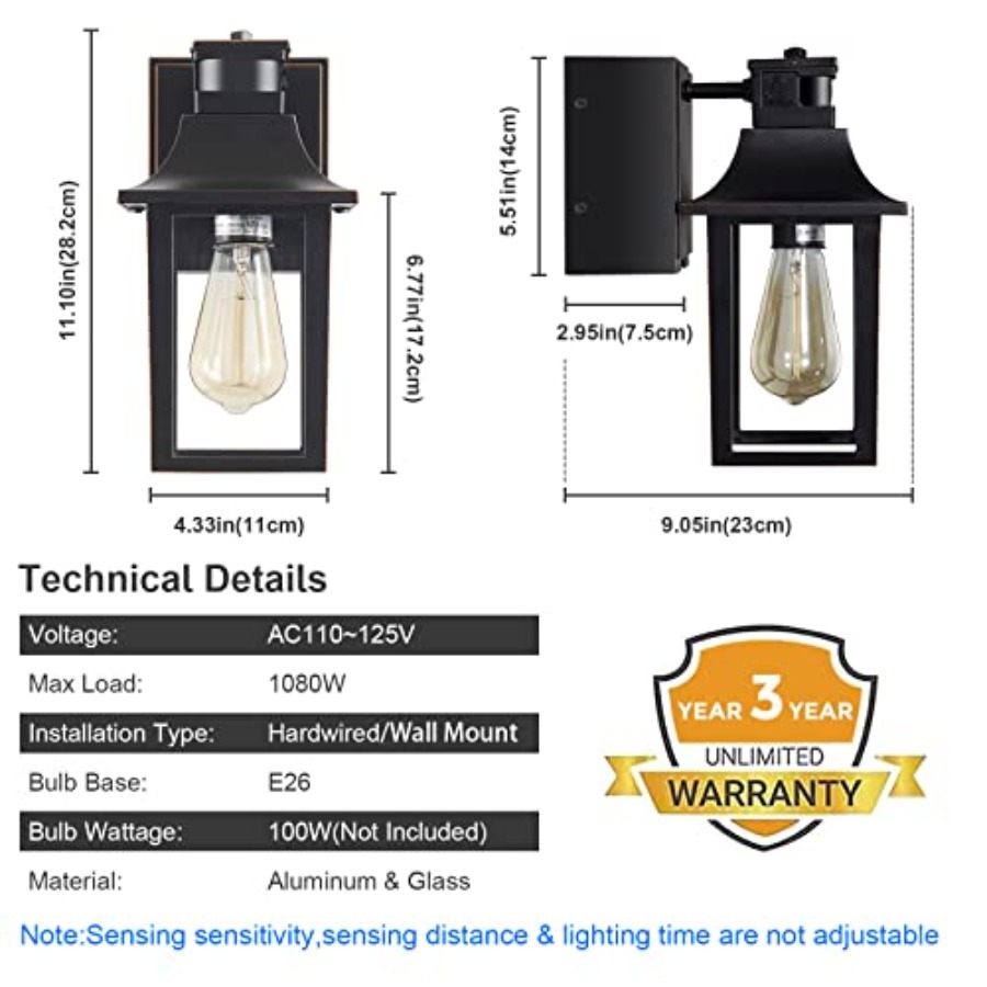 GFCIコンセント付きポーチライト 夕暮れから夜明けまで点灯 - Outdoor Lighting No Outlet のレビューと価格
