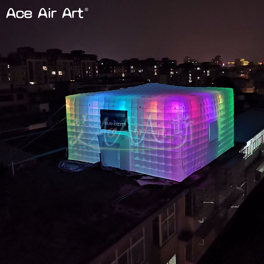 LEDライト付きインフレータブルキューブテント、エアブロウス - Outdoor Lighting No Outlet のレビューと価格