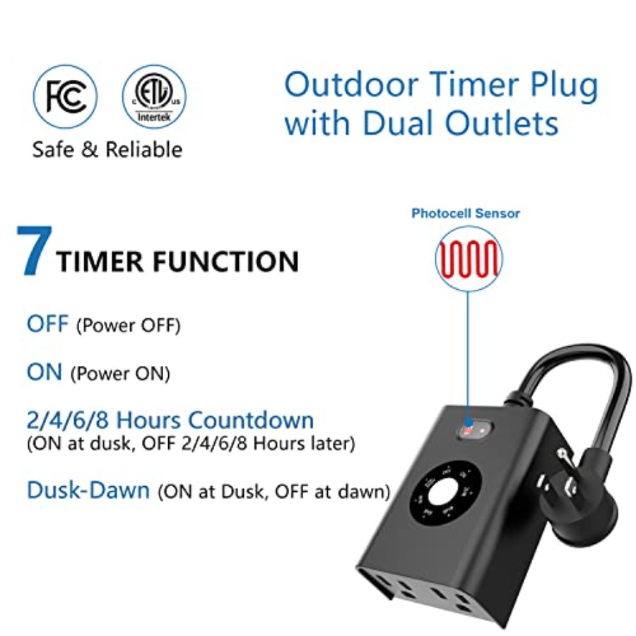 屋外センサーライト用タイマー 夕暮れから夜明けまで点灯、防水 - Outdoor Lighting No Outlet のレビューと価格