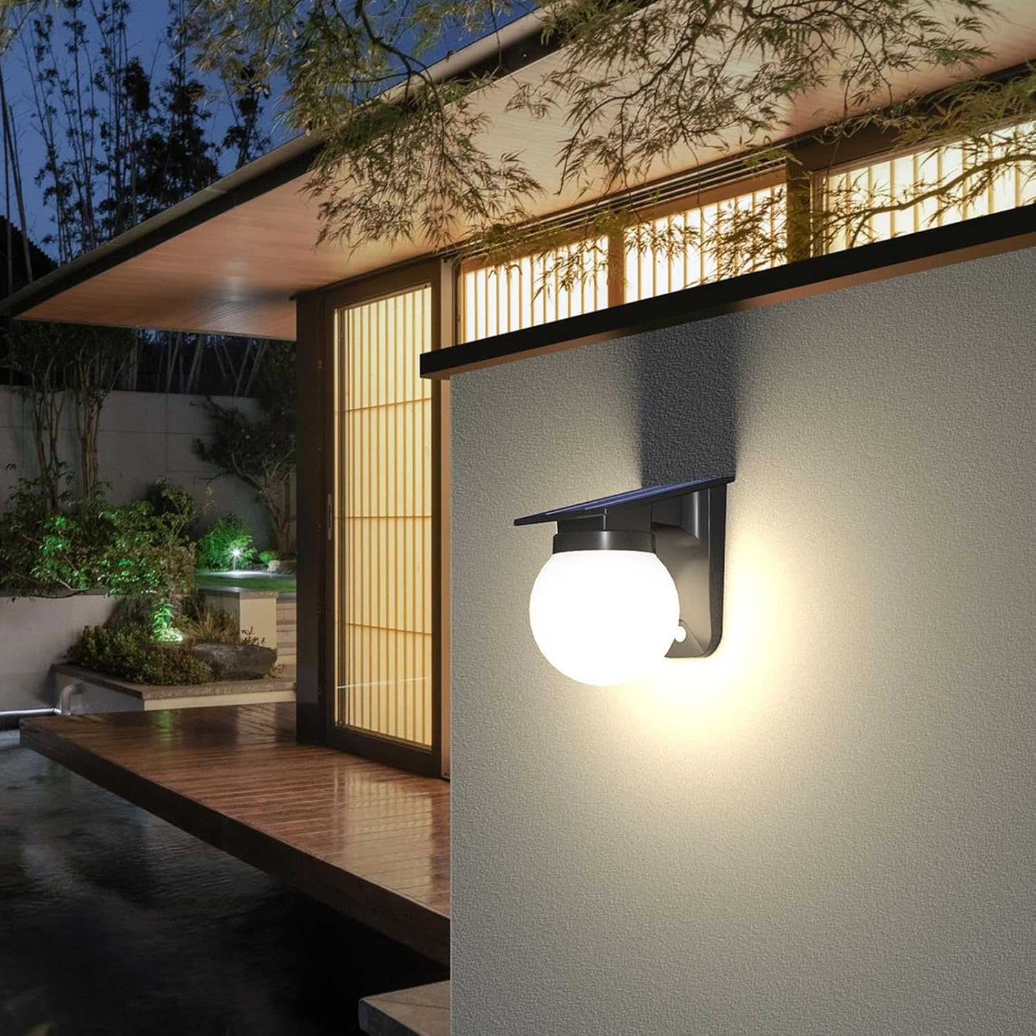 ソーラー球形ウォールライト 屋外IP65防水 ラウンドボール - Outdoor Lighting With Outlet のレビューと価格