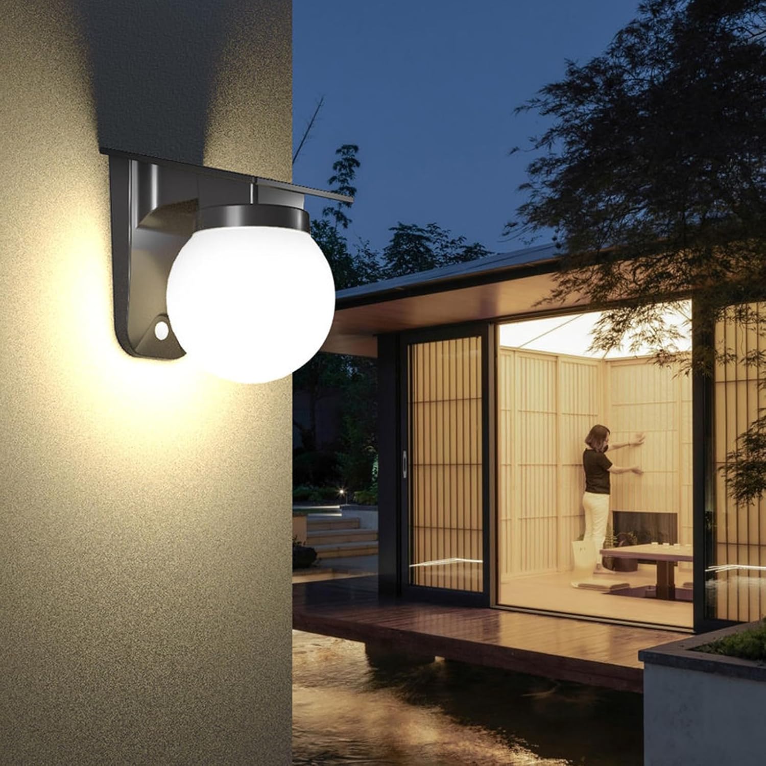 ソーラー球形ウォールライト 屋外IP65防水 ラウンドボール - Outdoor Lighting With Outlet のレビューと価格