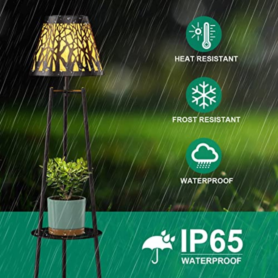 2パック屋外ソーラーフロアランプ、植物スタンド付き、防水メタ - Outdoor Lighting Solar のレビューと価格