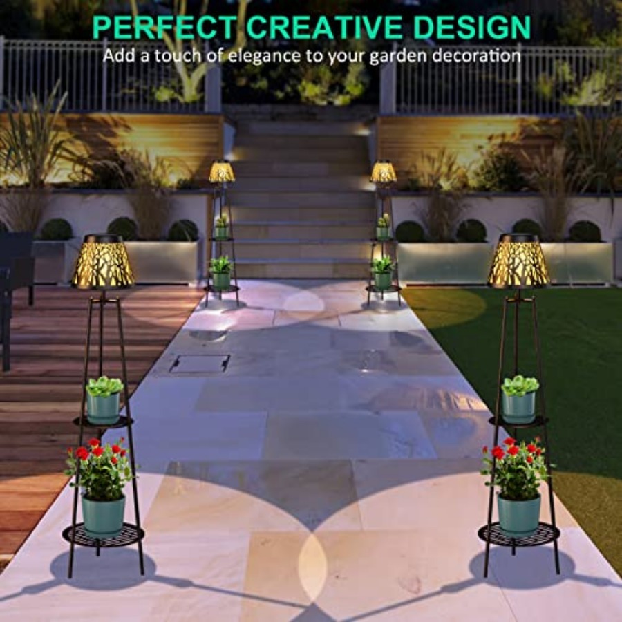 2パック屋外ソーラーフロアランプ、植物スタンド付き、防水メタ - Outdoor Lighting Solar のレビューと価格