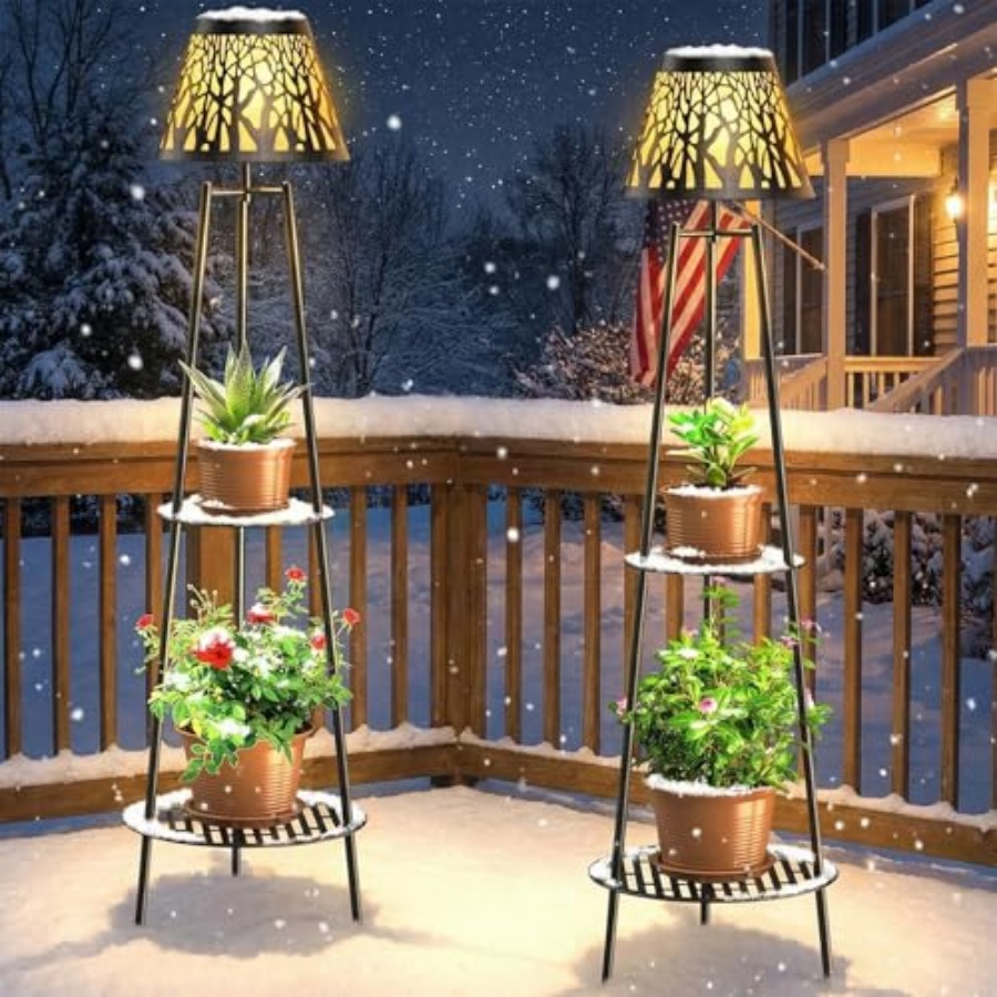 2パック屋外ソーラーフロアランプ、植物スタンド付き、防水メタ - Outdoor Lighting Solar のレビューと価格