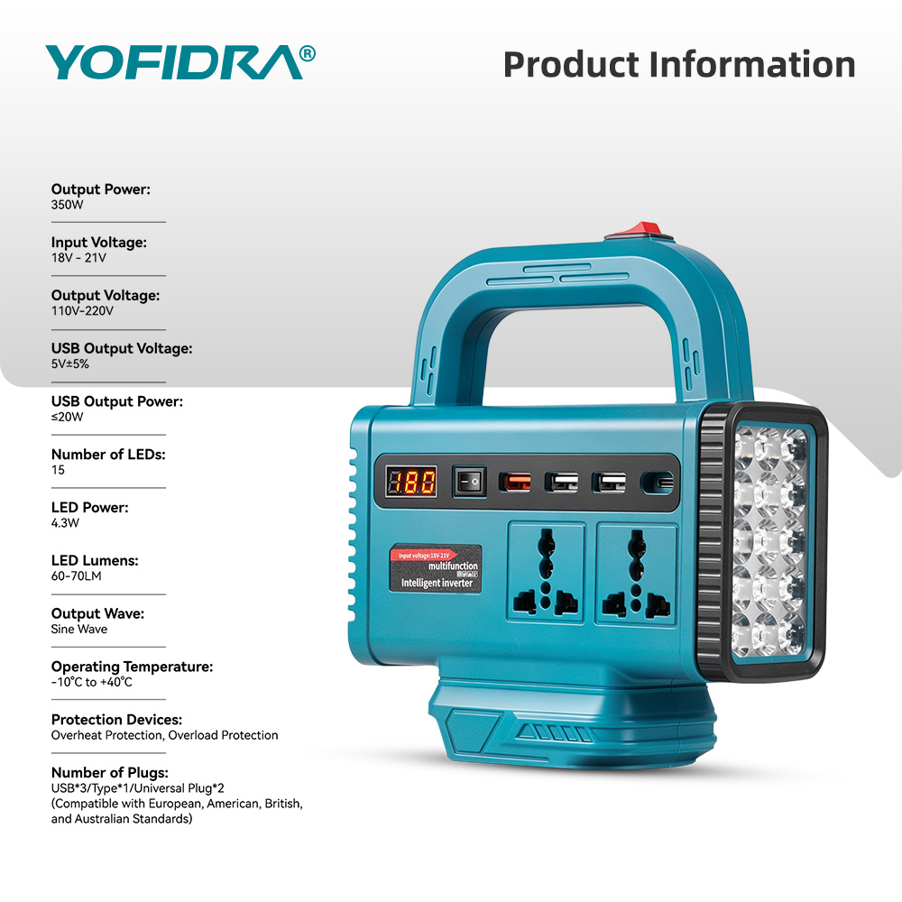 YOFIDRA 220V ポータブルパワーインバーター 屋外 - Outdoor Lighting With Outlet のレビューと価格