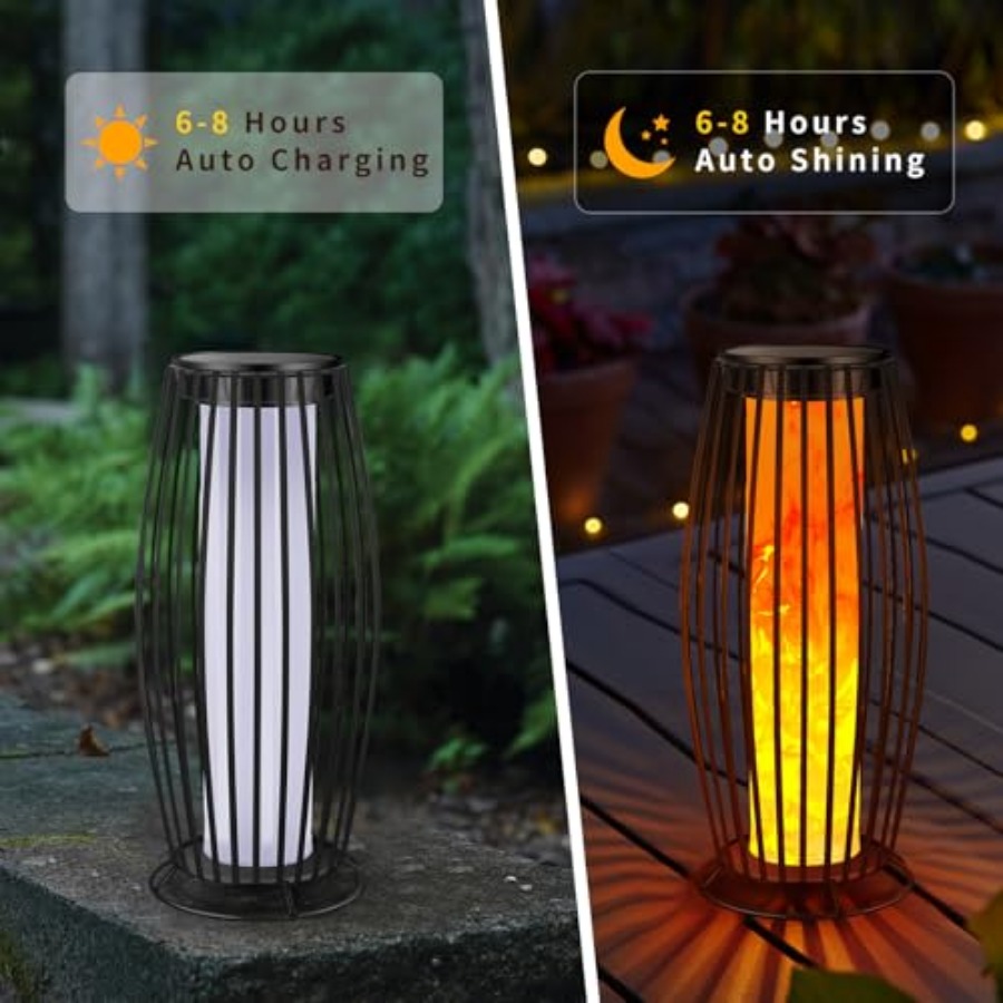 ソーラー屋外フロアランプ ちらつき炎ソーラー屋外ライト ソー - Outdoor Lighting Solar のレビューと価格