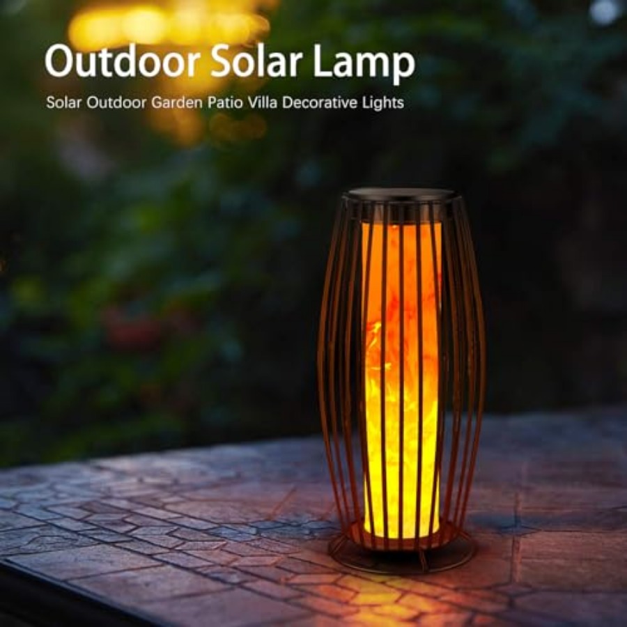 ソーラー屋外フロアランプ ちらつき炎ソーラー屋外ライト ソー - Outdoor Lighting Solar のレビューと価格