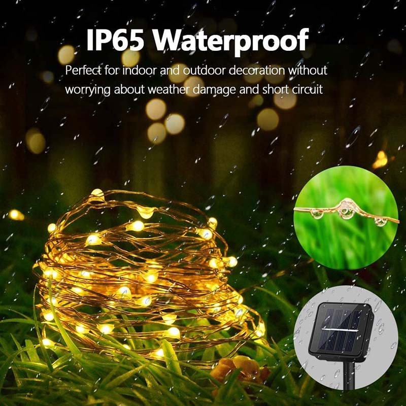 ソーラーLED屋外ライトガーランド,防水,8モード,銅線,ス - Outdoor Lighting No Wiring のレビューと価格