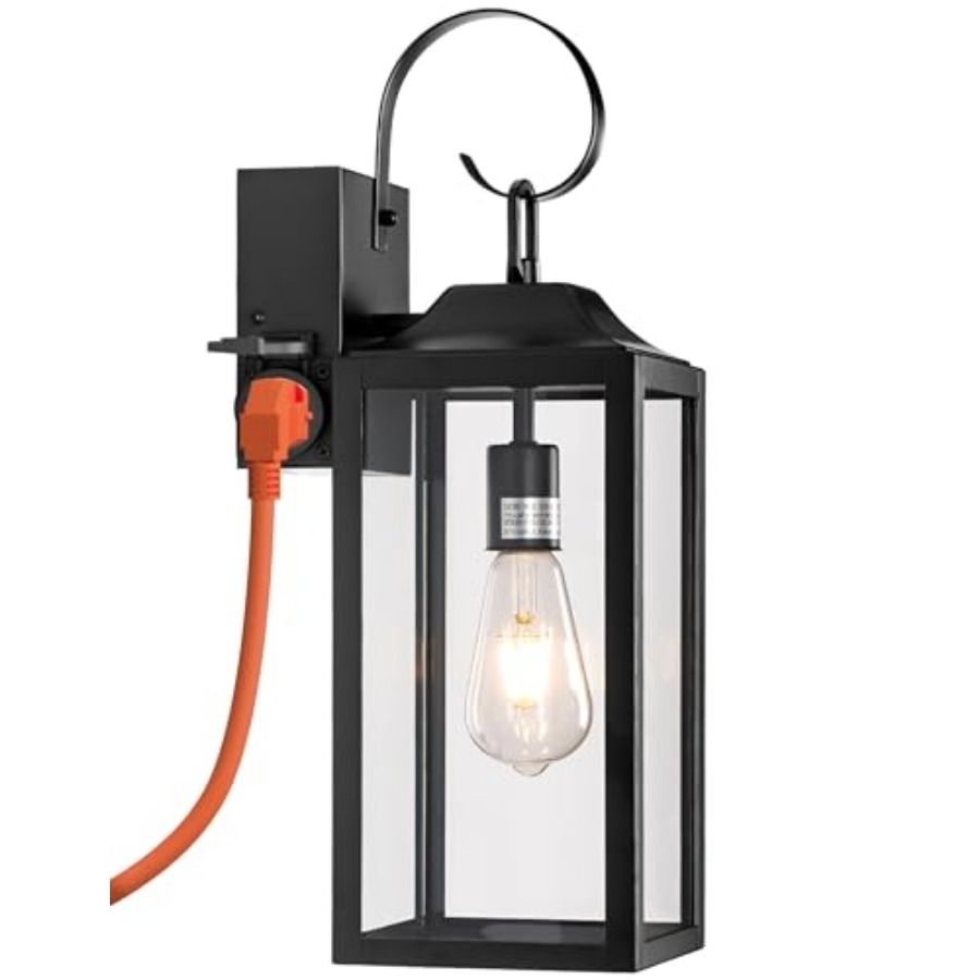 19インチ大型屋外照明器具、コンセント付き、黒色屋外壁掛け照 - Outdoor Lighting No Outlet のレビューと価格