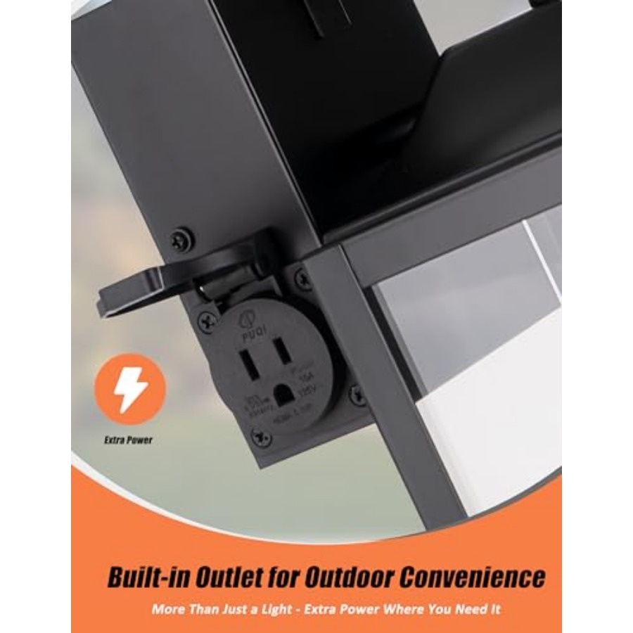 19インチ大型屋外照明器具、コンセント付き、黒色屋外壁掛け照 - Outdoor Lighting No Outlet のレビューと価格