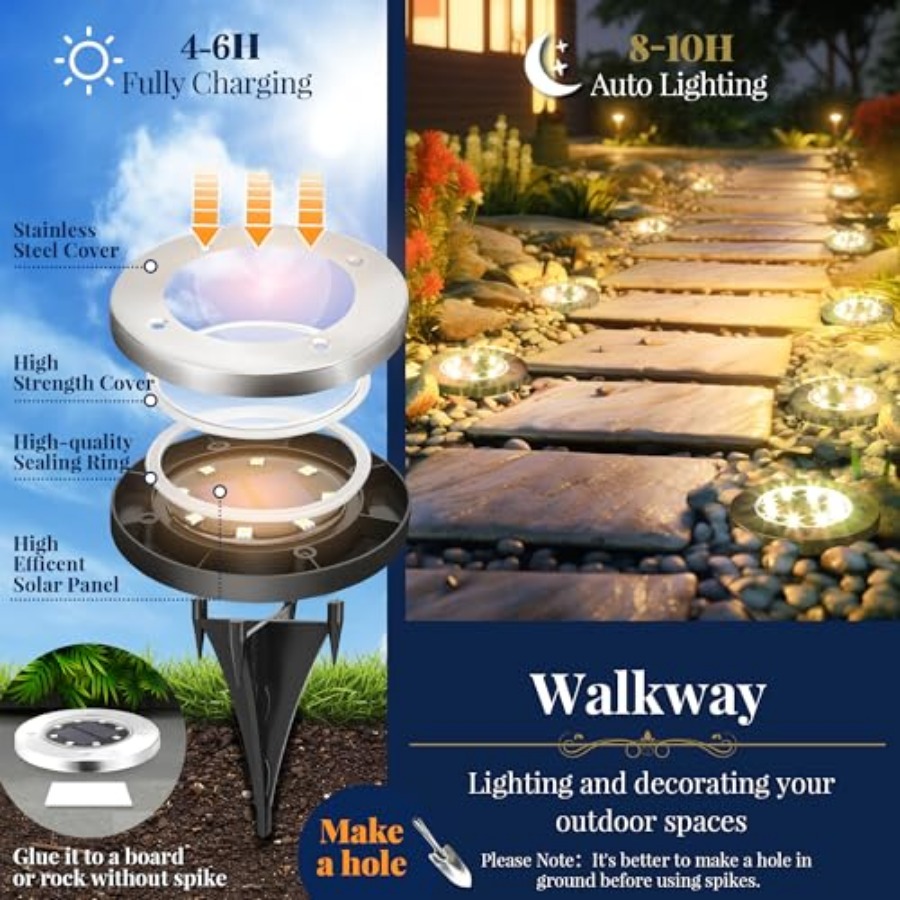 ソーラーグラウンドライト ソーラーライト 屋外防水 8 LE - Outdoor Lighting Solar のレビューと価格