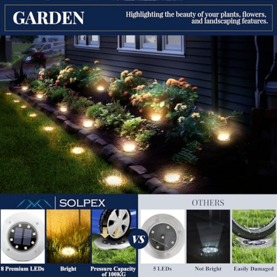 ソーラーグラウンドライト ソーラーライト 屋外防水 8 LE - Outdoor Lighting Solar のレビューと価格