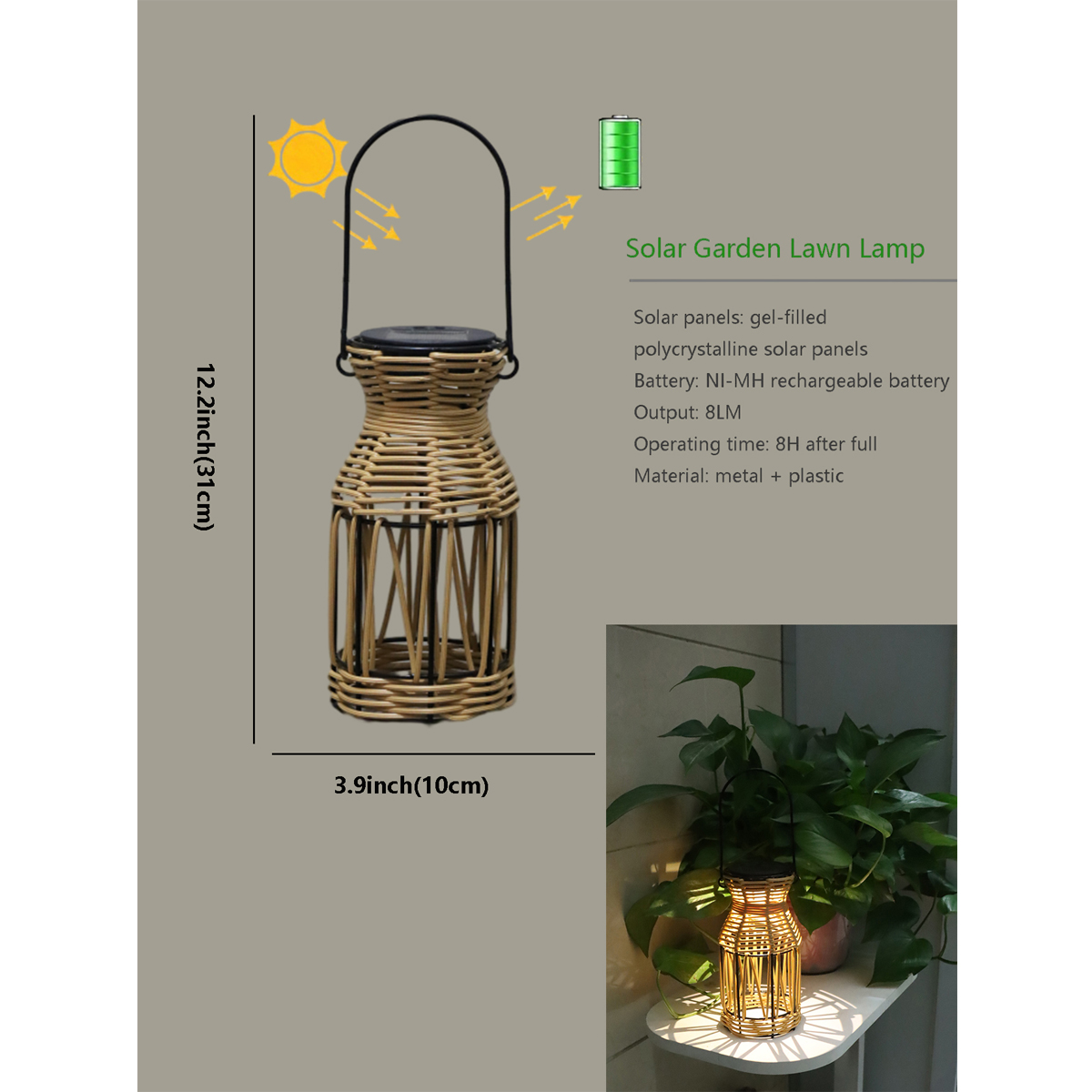 手編みラタンソーラーライト、庭、パティオ、歩道の装飾用屋外装 - Outdoor Lighting And Landscape のレビューと価格